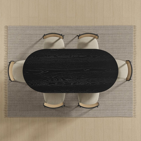 67" Black Wood Double Pedestal Base Oval Dining Table