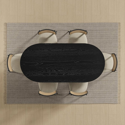 67" Black Wood Double Pedestal Base Oval Dining Table HomeRoots