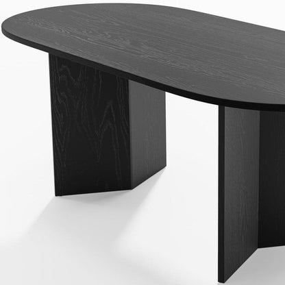 67" Black Wood Double Pedestal Base Oval Dining Table HomeRoots