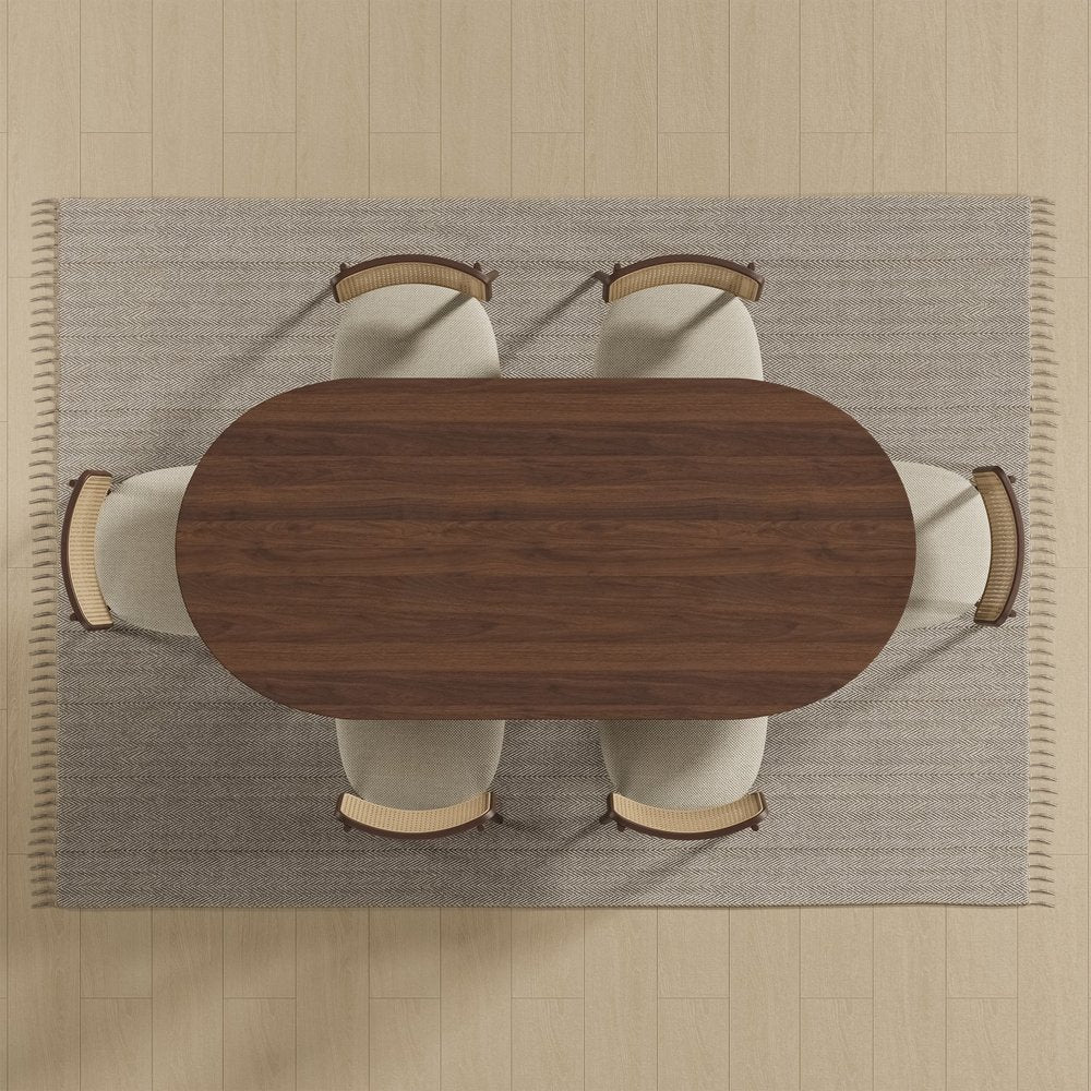 67" Walnut Solid Wood Double Pedestal Base Oval Dining Table — view 1