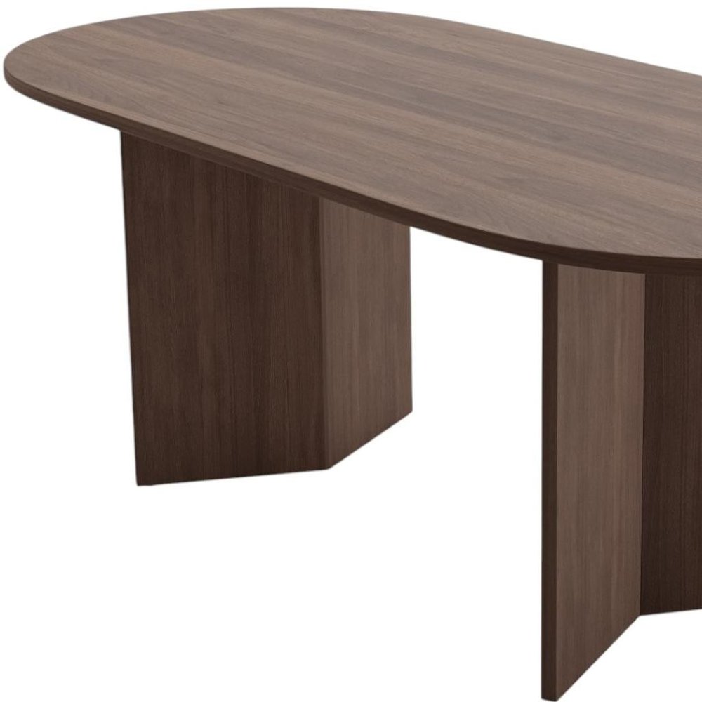 67" Walnut Solid Wood Double Pedestal Base Oval Dining Table — view 5
