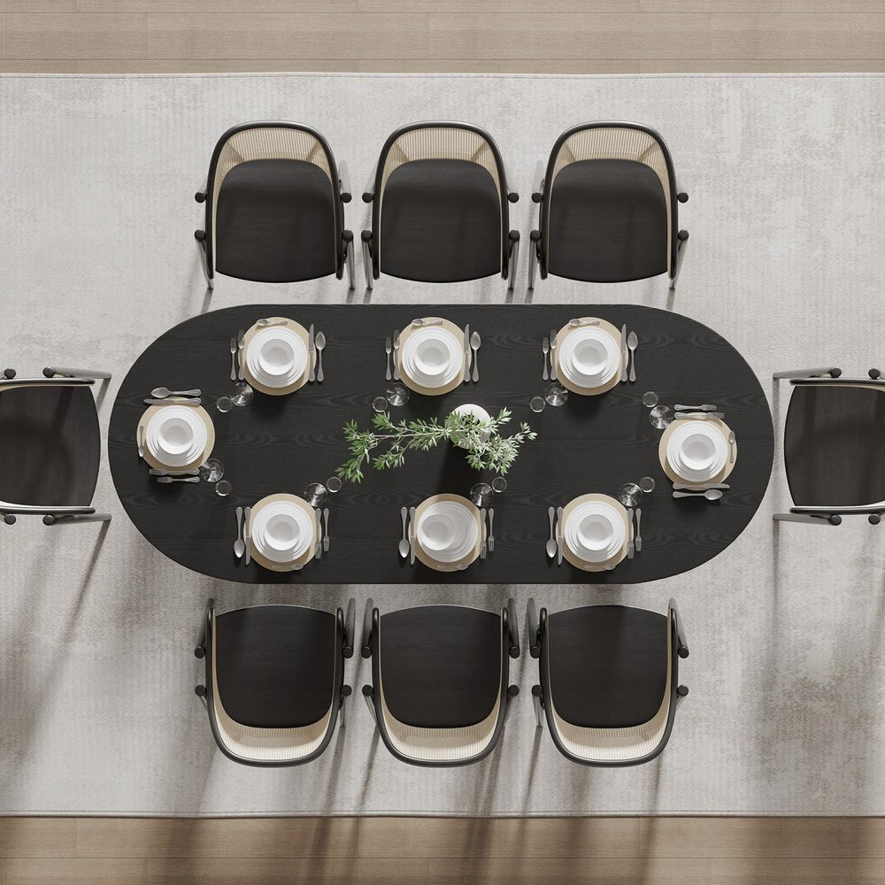 79" Black Wood Double Pedestal Base Oval Dining Table HomeRoots