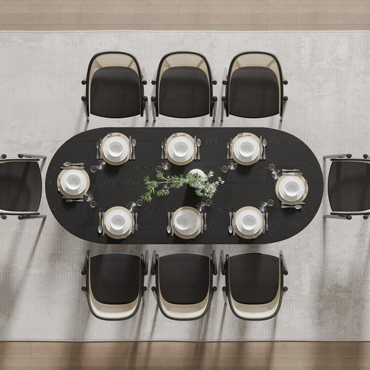 79" Black Wood Double Pedestal Base Oval Dining Table HomeRoots