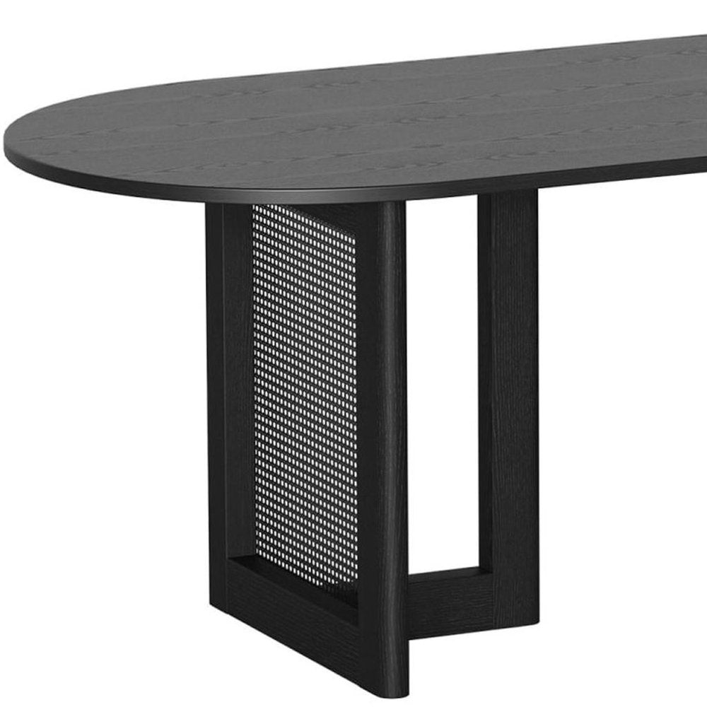 79" Black Wood Double Pedestal Base Oval Dining Table HomeRoots