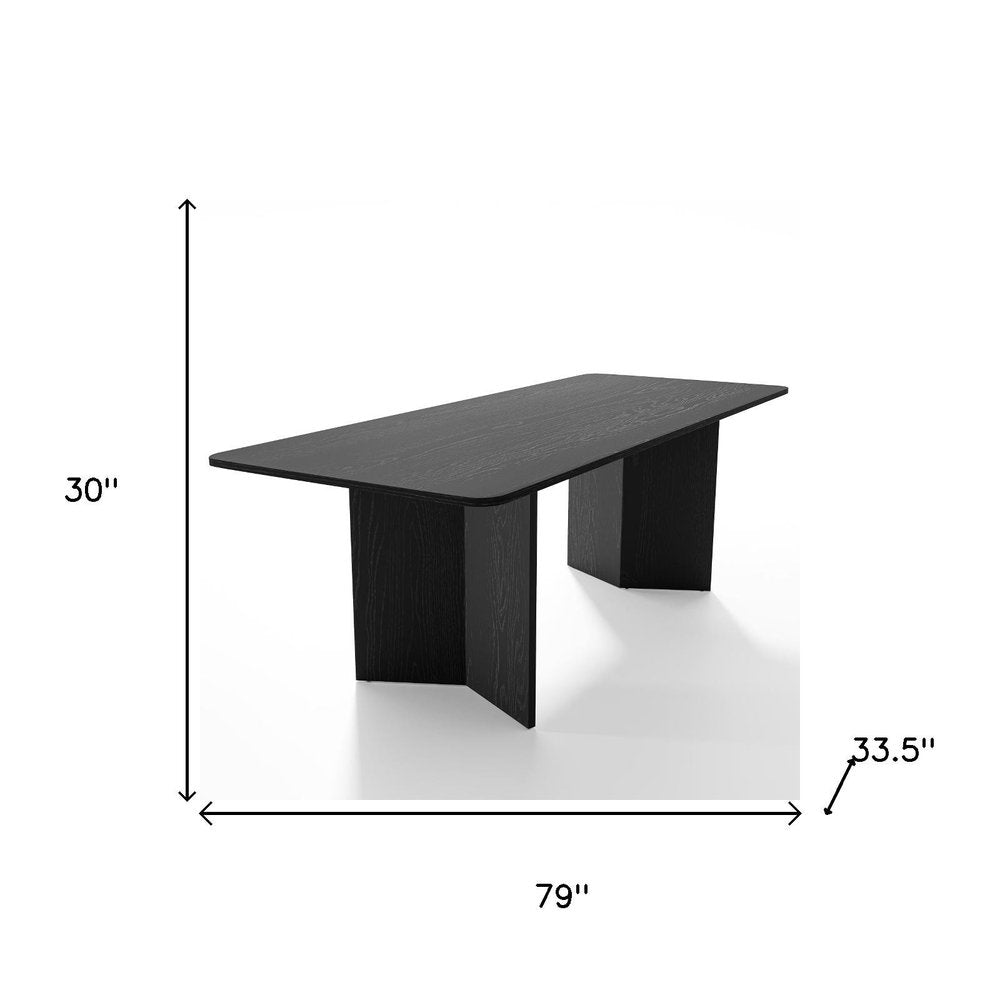 79" Black Solid Wood Double Pedestal Base Dining Table — view 4