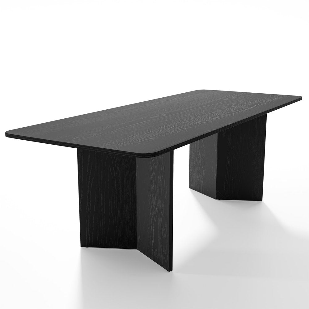 79" Black Solid Wood Double Pedestal Base Dining Table HomeRoots