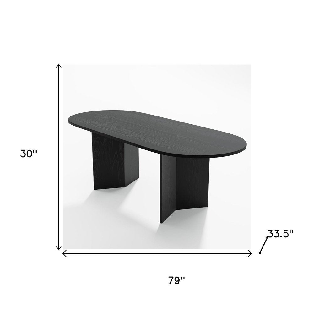 79" Black Wood Oval Bar Table HomeRoots