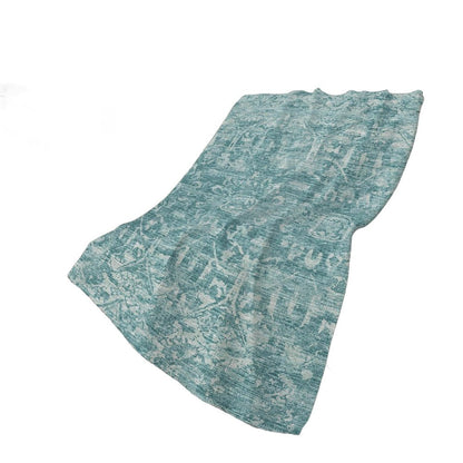 50" X 70" Blue And Ivory Damask Plush Throw Blanket HomeRoots