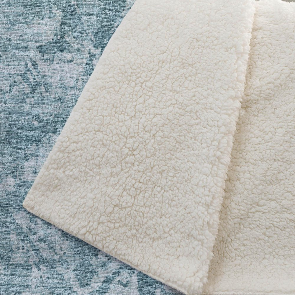 50" X 70" Blue And Ivory Damask Plush Throw Blanket HomeRoots