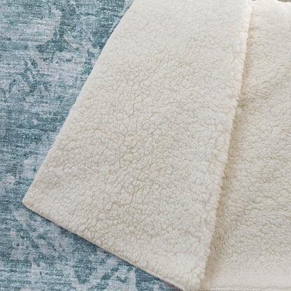 50" X 70" Blue And Ivory Damask Plush Throw Blanket HomeRoots