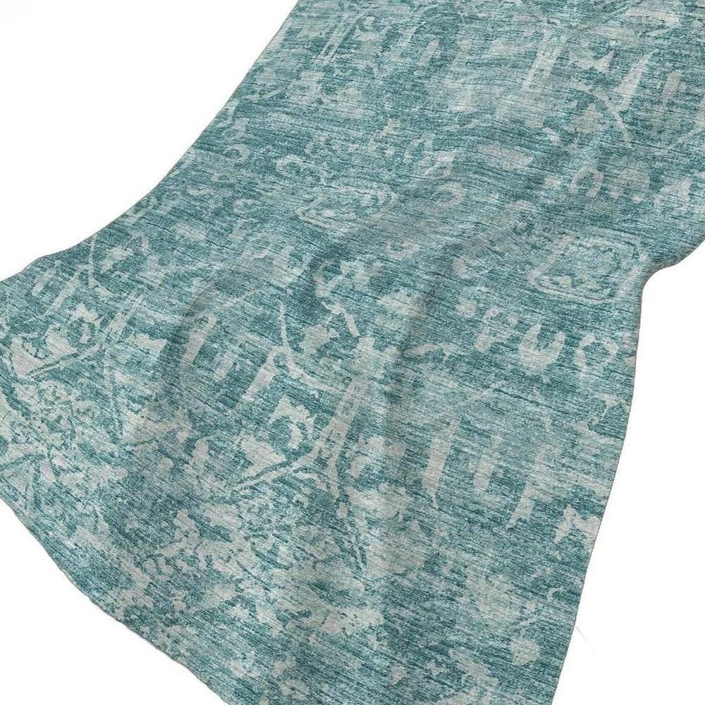 50" X 70" Blue And Ivory Damask Plush Throw Blanket HomeRoots