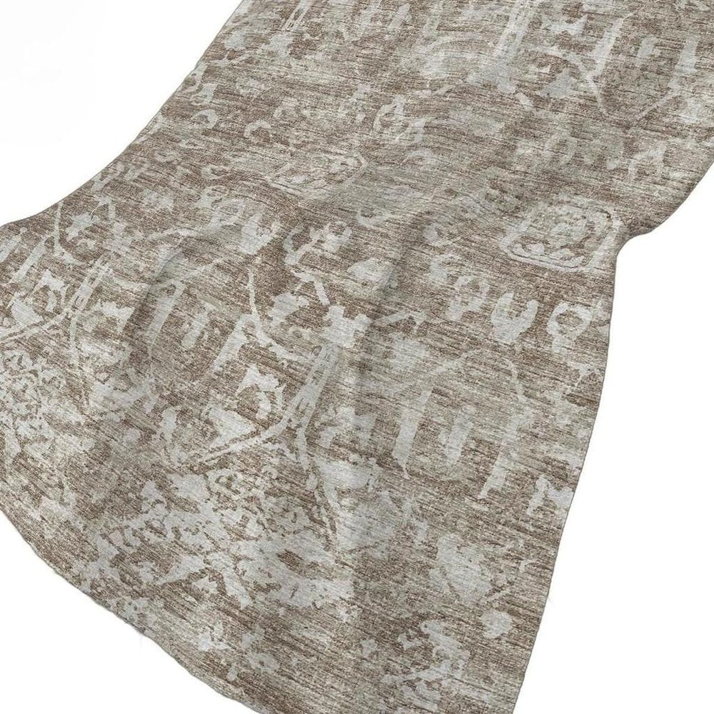 50" X 70" Taupe And Beige Damask Polyester Woven Plush Throw Blanket HomeRoots