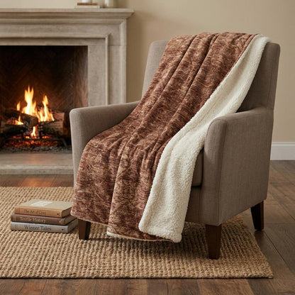 50" X 70" Burgundy And Brown Damask Polyester Woven Plush Throw Blanket HomeRoots