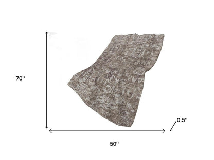 50" X 70" Brown And Beige Damask Polyester Woven Plush Throw Blanket HomeRoots