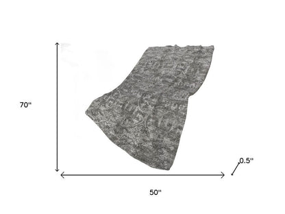 50" X 70" Charcoal And Gray Damask Polyester Woven Plush Throw Blanket HomeRoots