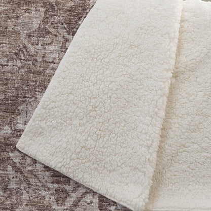 50" X 70" Chocolate And Beige Damask Polyester Woven Plush Throw Blanket HomeRoots