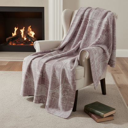 50" X 70" Pink And Ivory Damask Microfiber Plush Throw Blanket HomeRoots