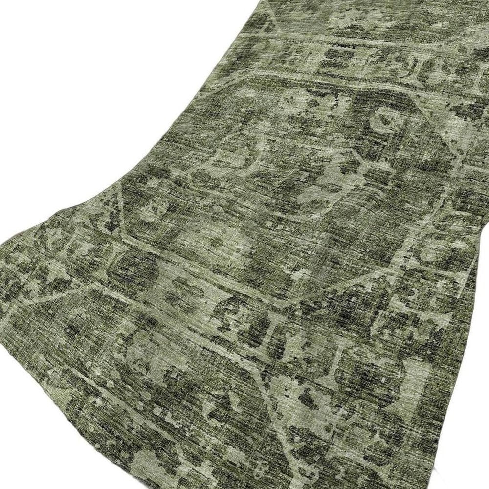 50" X 70" Olive Green And Beige Damask Polyester Woven Plush Throw Blanket — view 8