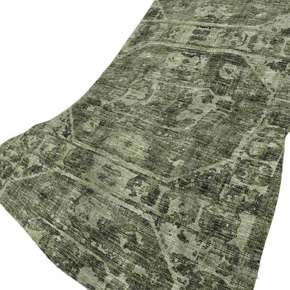 50" X 70" Olive Green And Beige Damask Polyester Woven Plush Throw Blanket HomeRoots