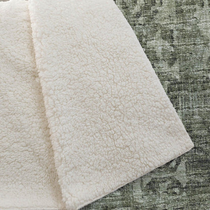 50" X 70" Olive Green And Beige Damask Polyester Woven Plush Throw Blanket HomeRoots