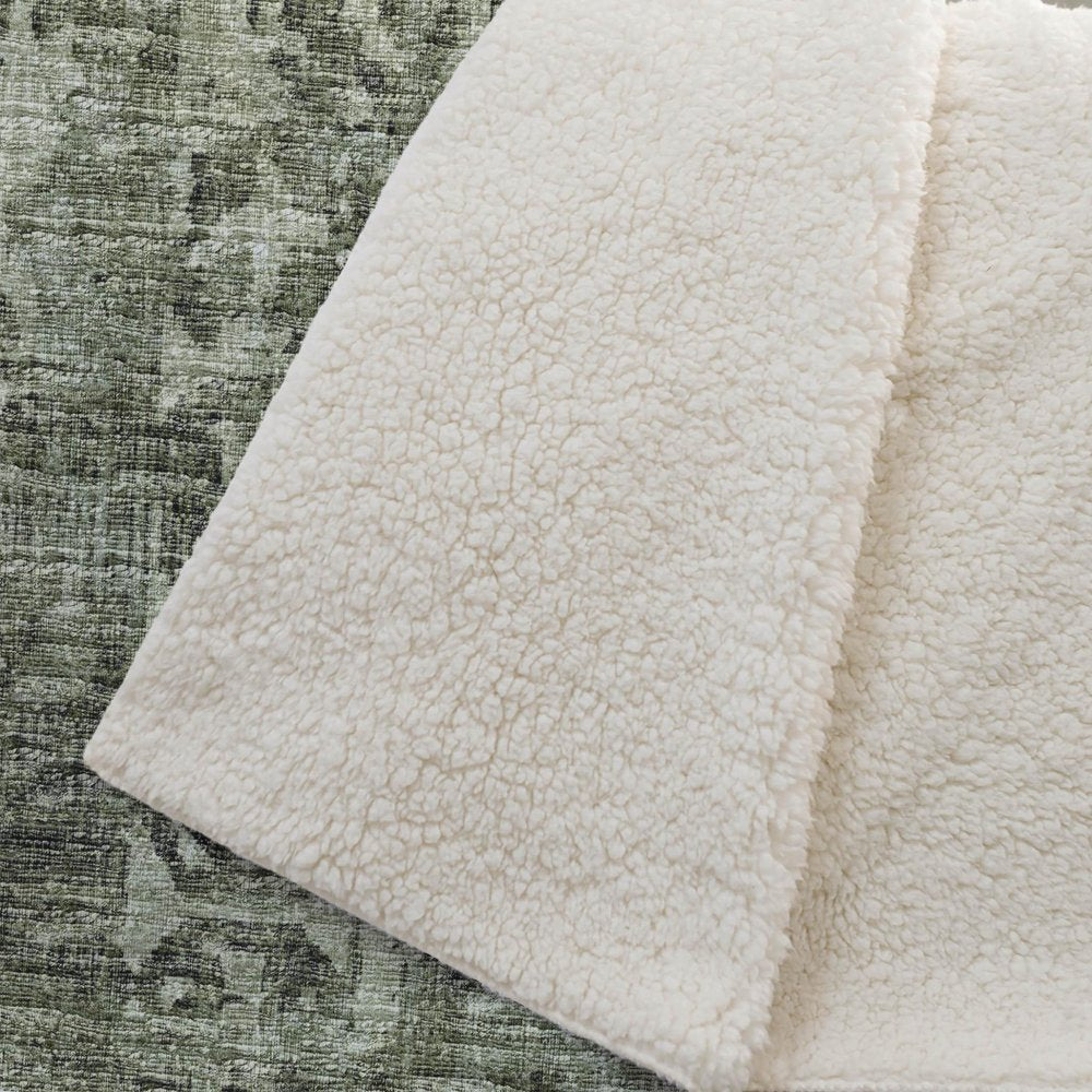 50" X 70" Olive Green And Beige Damask Polyester Woven Plush Throw Blanket HomeRoots