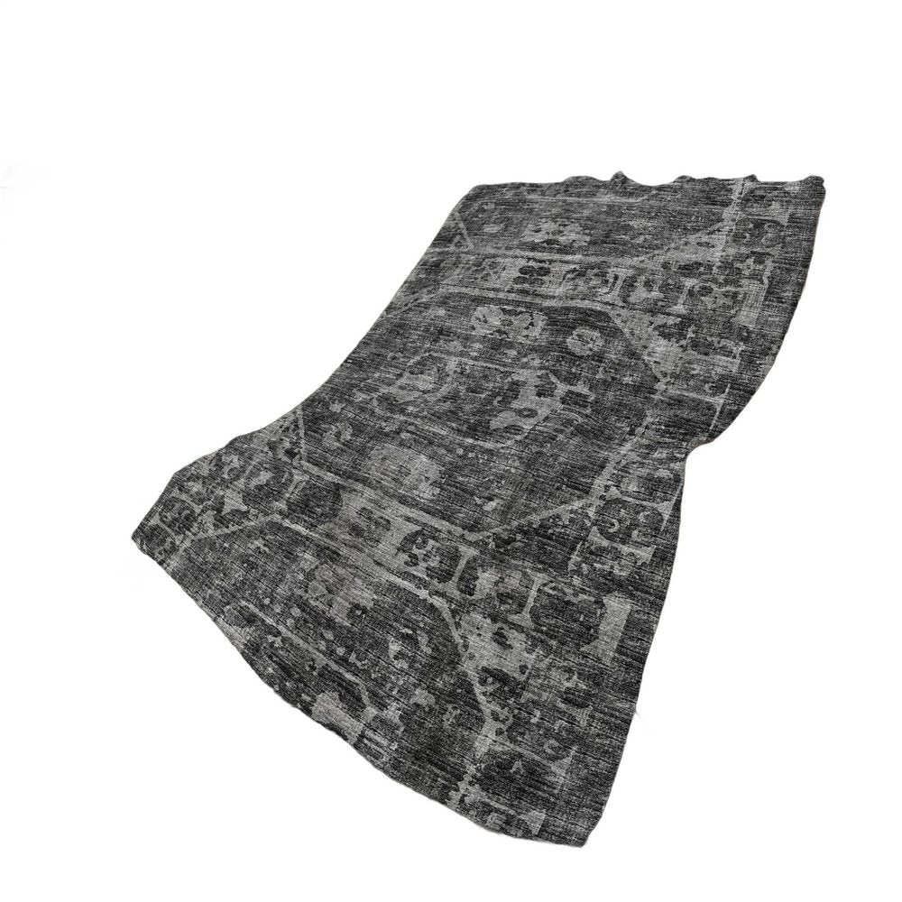 50" X 70" Black And Gray Damask Polyester Woven Plush Throw Blanket HomeRoots
