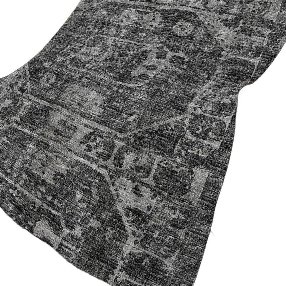 50" X 70" Black And Gray Damask Polyester Woven Plush Throw Blanket HomeRoots