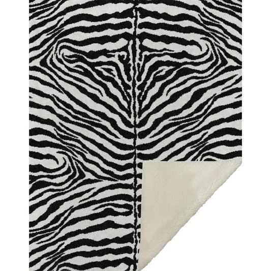 50" X 70" Black And Ivory Zebra Microfiber Plush Throw Blanket HomeRoots