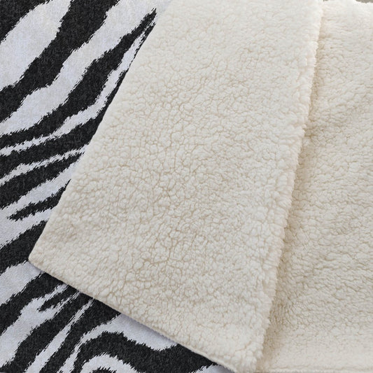 50" X 70" Black And Ivory Zebra Microfiber Plush Throw Blanket HomeRoots