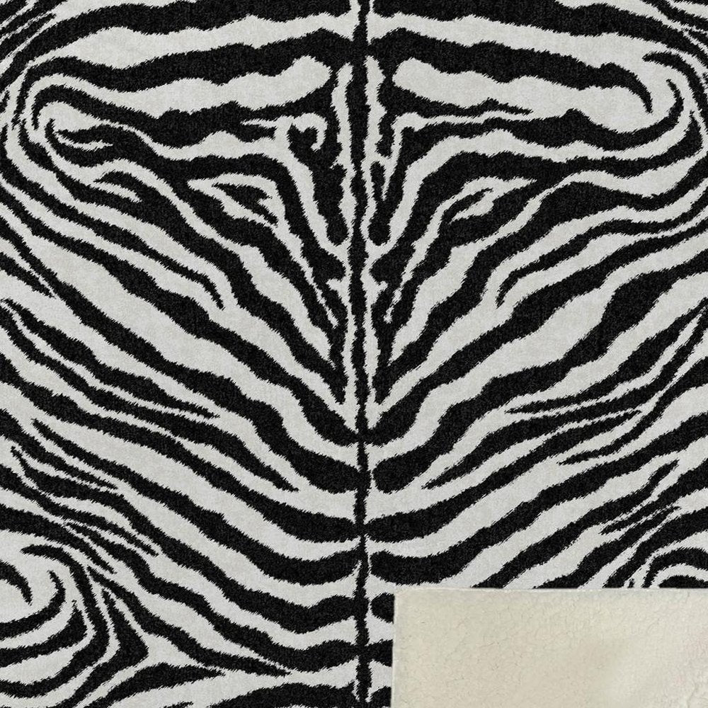 50" X 70" Black And Ivory Zebra Microfiber Plush Throw Blanket HomeRoots