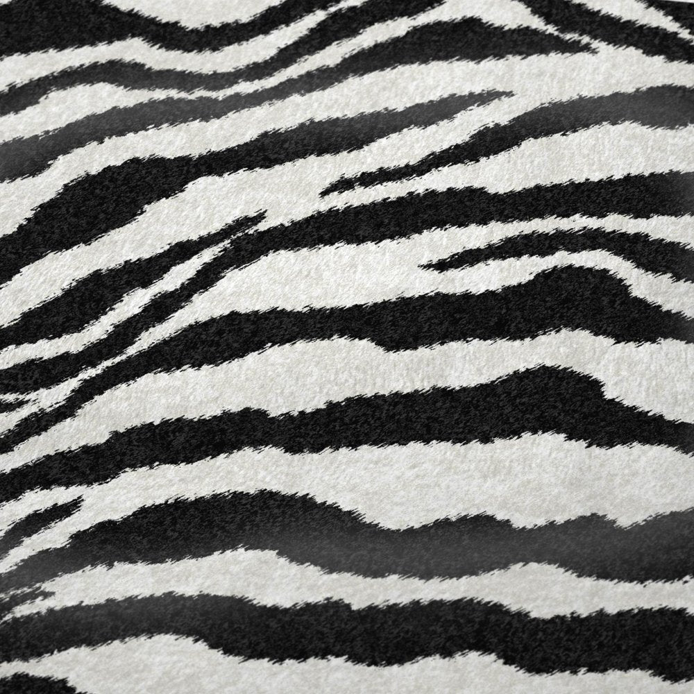 50" X 70" Black And Ivory Zebra Microfiber Plush Throw Blanket HomeRoots