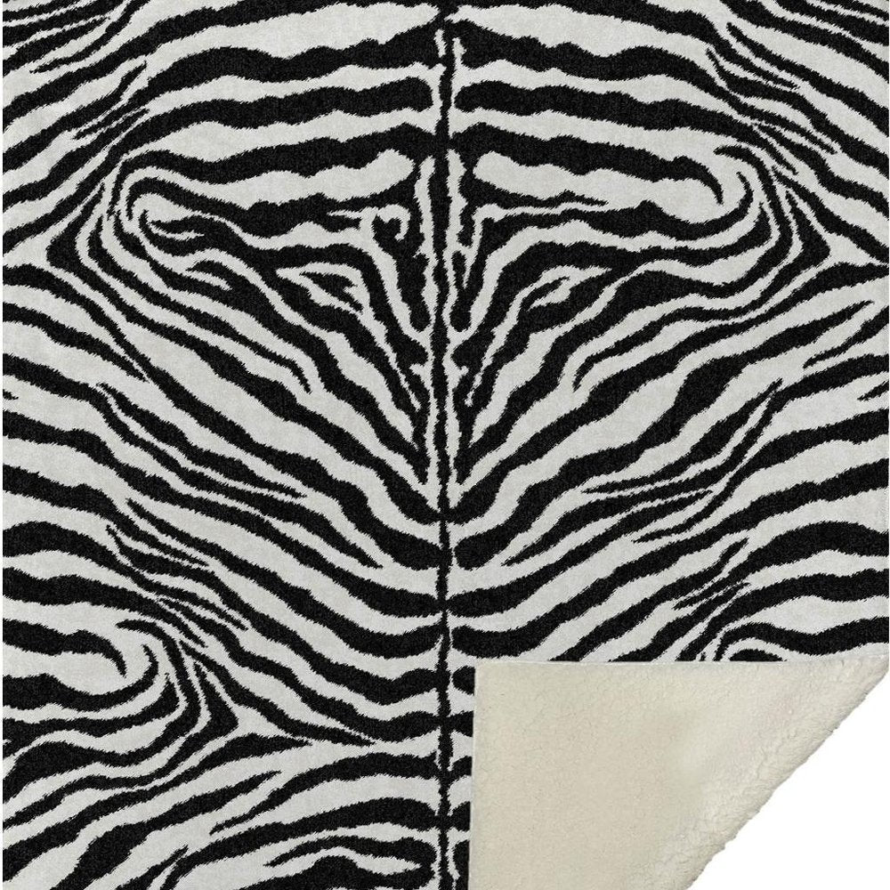 50" X 70" Black And Ivory Zebra Microfiber Plush Throw Blanket HomeRoots