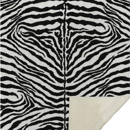 50" X 70" Black And Ivory Zebra Microfiber Plush Throw Blanket HomeRoots
