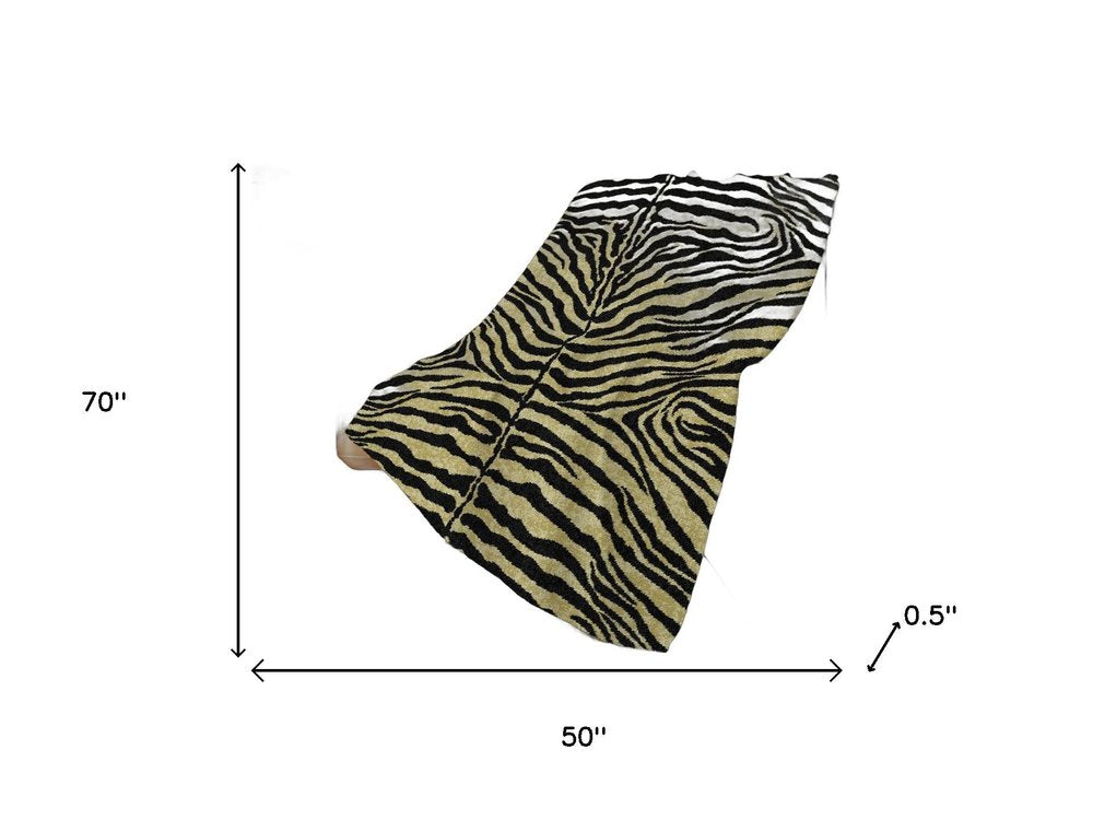 50" X 70" Beige And Black Zebra Plush Throw Blanket HomeRoots