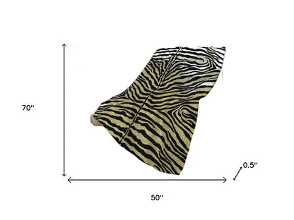 50" X 70" Beige And Black Zebra Plush Throw Blanket HomeRoots