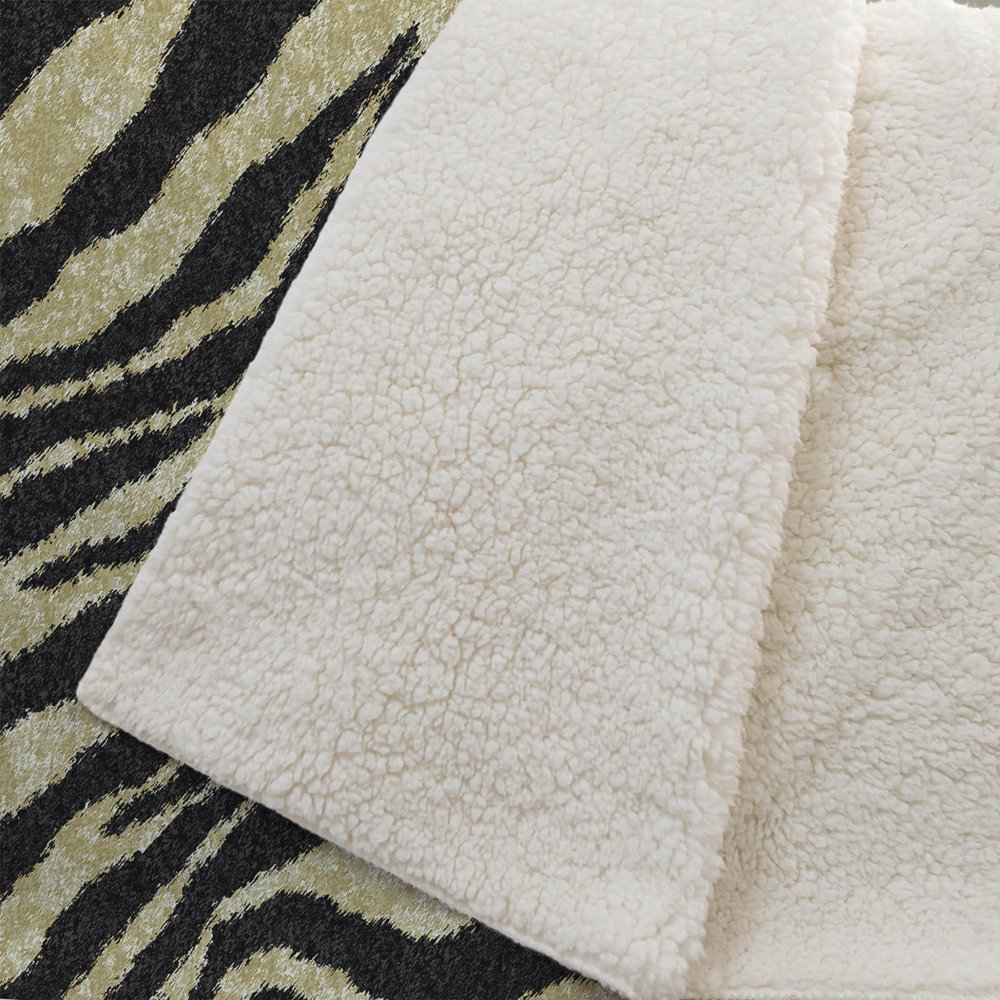 50" X 70" Beige And Black Zebra Plush Throw Blanket HomeRoots