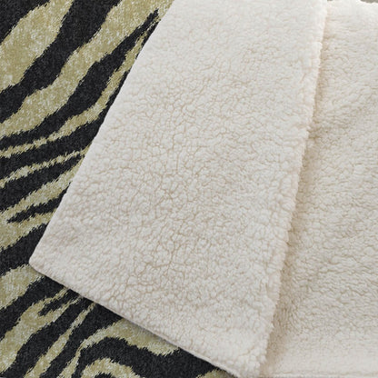 50" X 70" Beige And Black Zebra Plush Throw Blanket HomeRoots