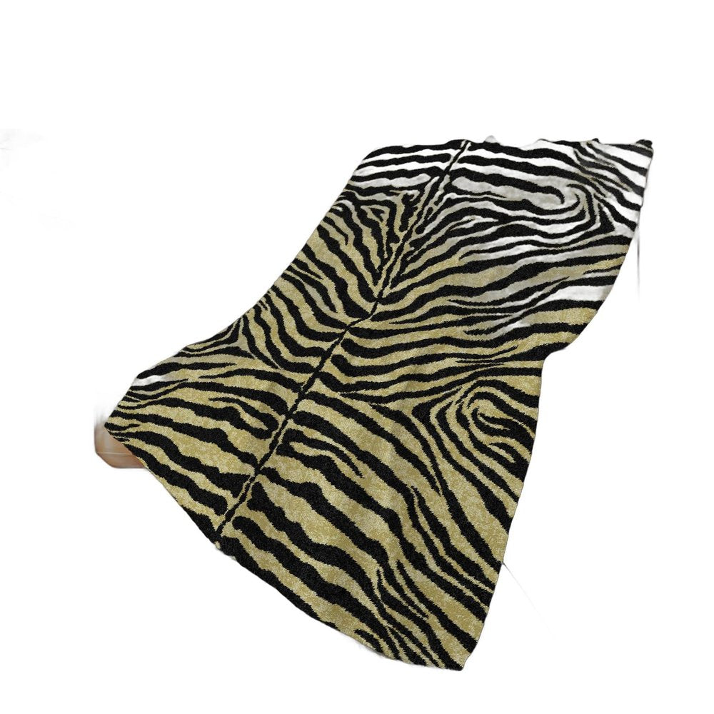 50" X 70" Beige And Black Zebra Plush Throw Blanket HomeRoots