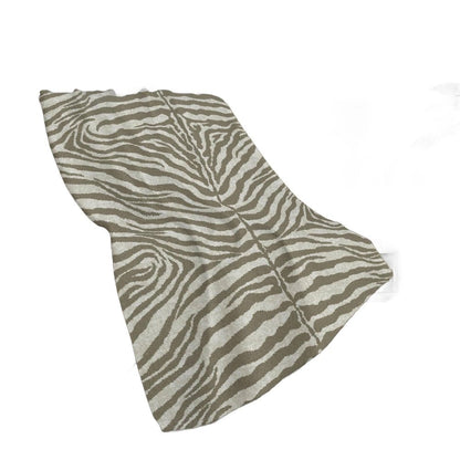 50" X 70" Ivory And Taupe Zebra Plush Throw Blanket HomeRoots