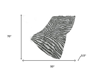 50" X 70" Gray And Ivory Zebra Plush Throw Blanket HomeRoots