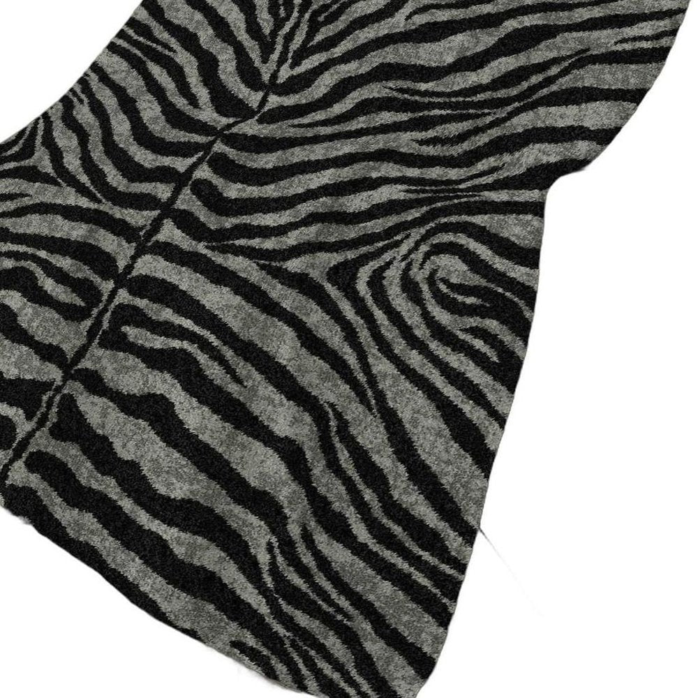 50" X 70" Black And Gray Zebra Plush Throw Blanket HomeRoots