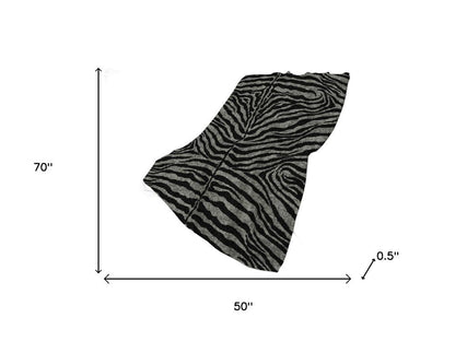 50" X 70" Black And Gray Zebra Plush Throw Blanket HomeRoots