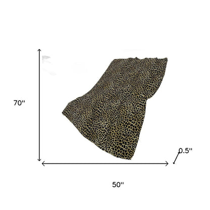 50" X 70" Beige And Black Leopard Plush Throw Blanket HomeRoots