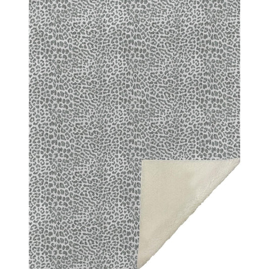 50" X 70" Gray And Ivory Leopard Microfiber Plush Throw Blanket HomeRoots