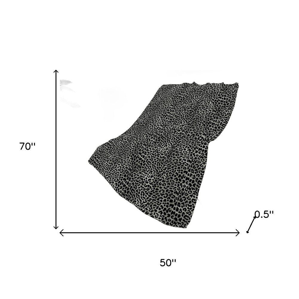 50" X 70" Black And Gray Leopard Plush Throw Blanket HomeRoots
