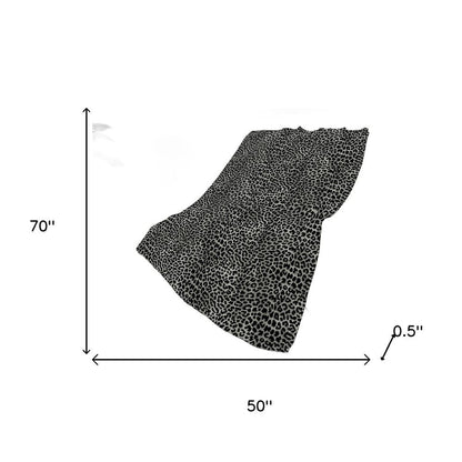 50" X 70" Black And Gray Leopard Plush Throw Blanket HomeRoots