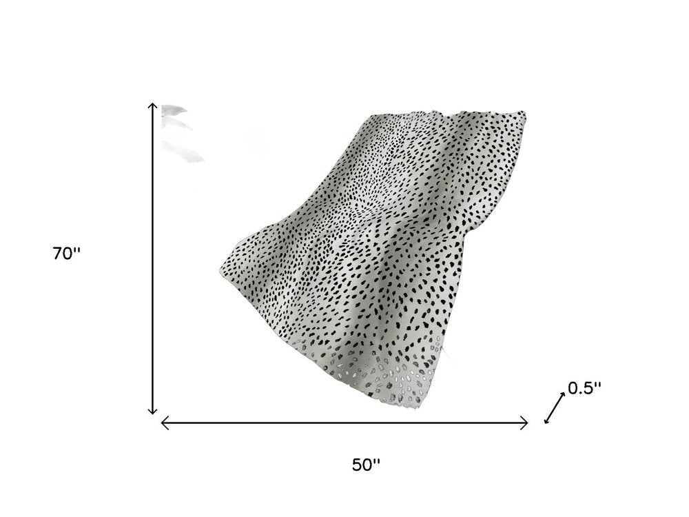 50" X 70" Pearl And Black Animal Print Plush Throw Blanket HomeRoots
