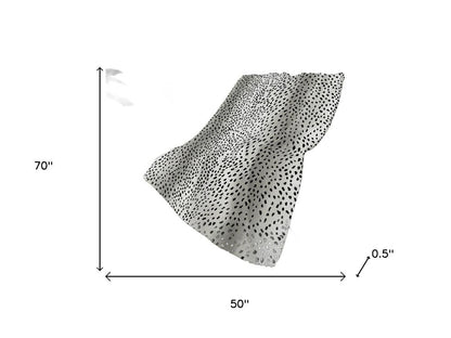 50" X 70" Pearl And Black Animal Print Plush Throw Blanket HomeRoots