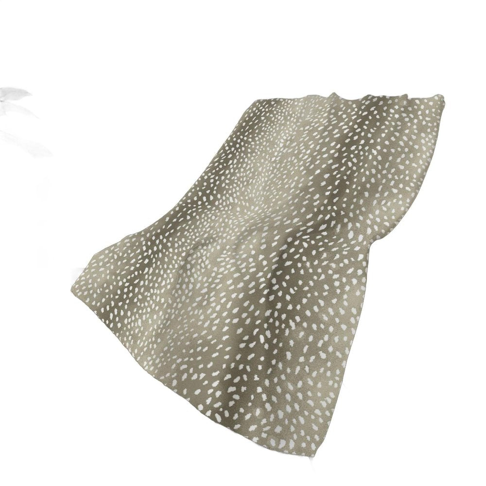50" X 70" Fawn And Ivory Animal Print Plush Throw Blanket HomeRoots