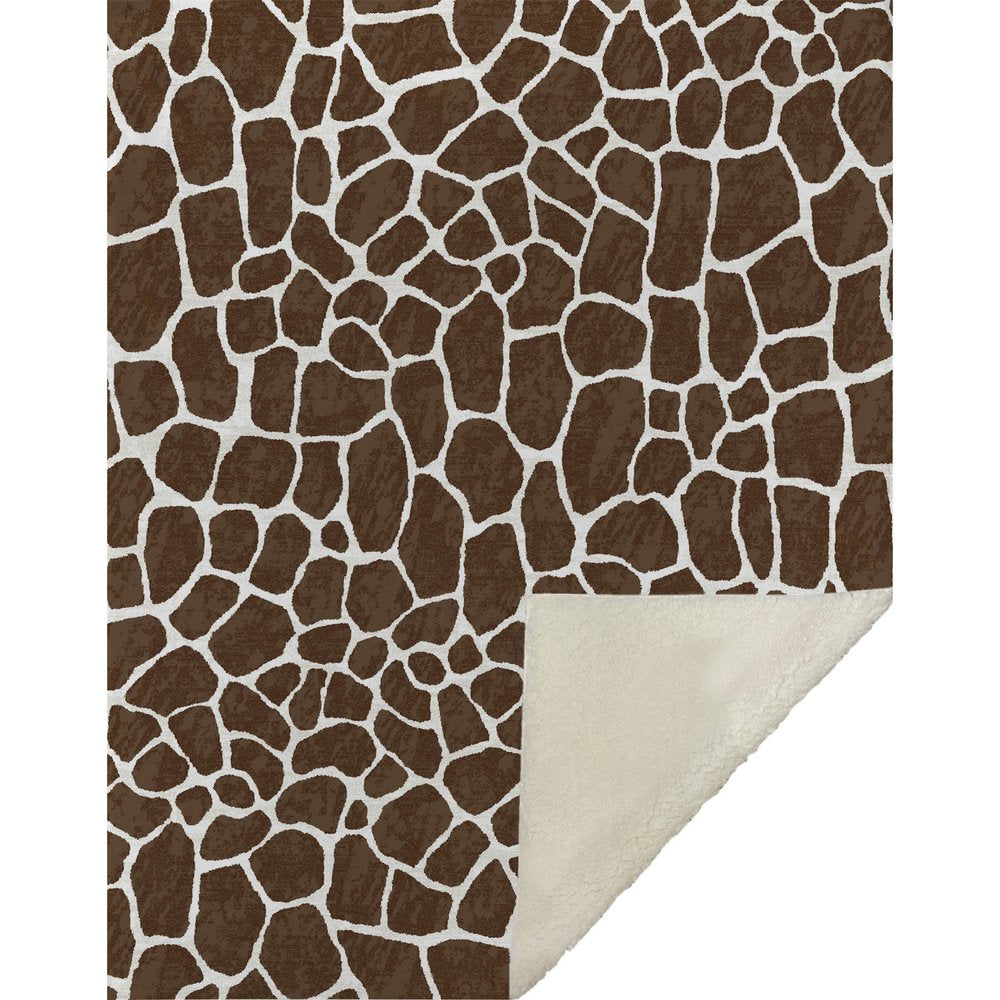 50" X 70" Coffee And Ivory Giraffe Microfiber Plush Throw Blanket HomeRoots